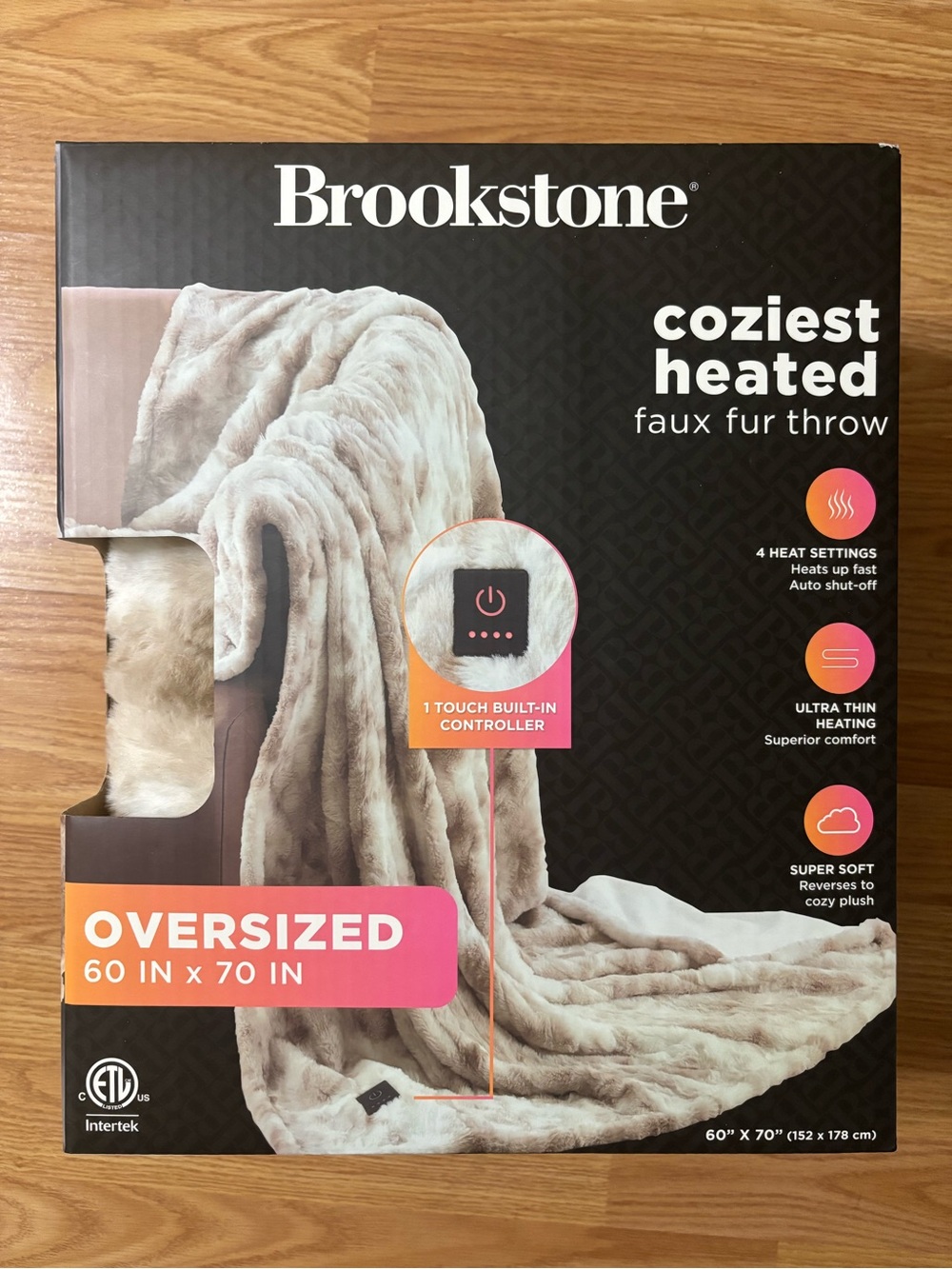 Brookstone Cozyest Heated Faux Fur Throw 60x70 - Cream